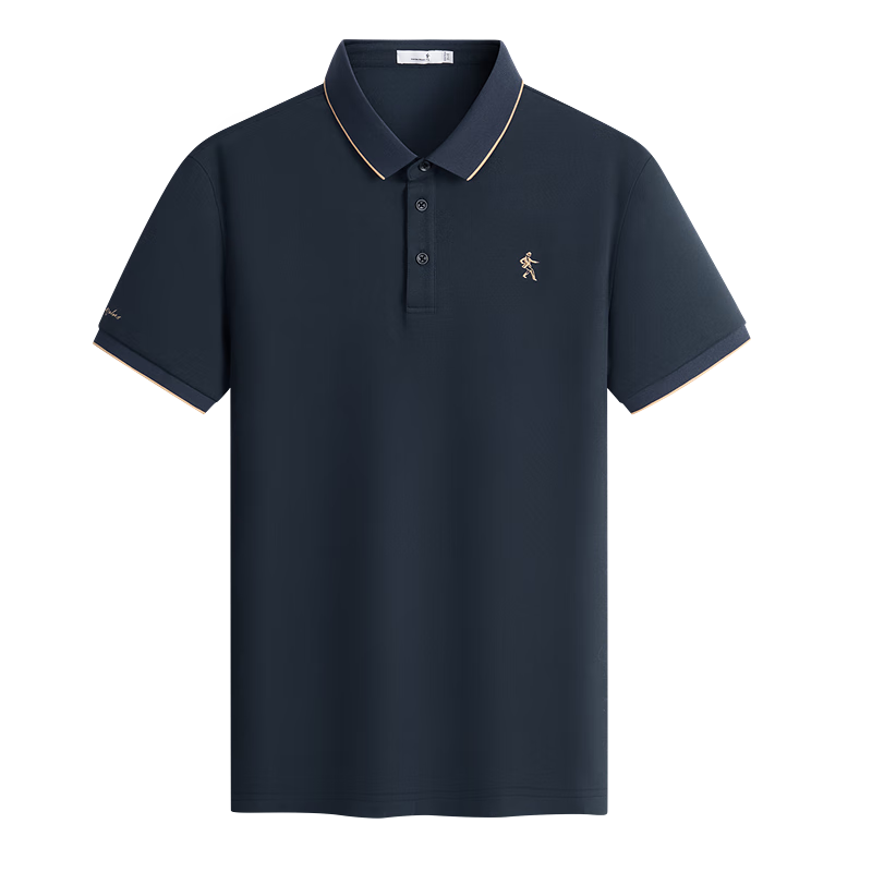 DANCING WOLVES [7A Antibacterial 2A Anti-Mite] Cool-Feeling Non-Shrinking Collar Breathable Men's Short-Sleeve POLO 102 Navy Blue L(170)