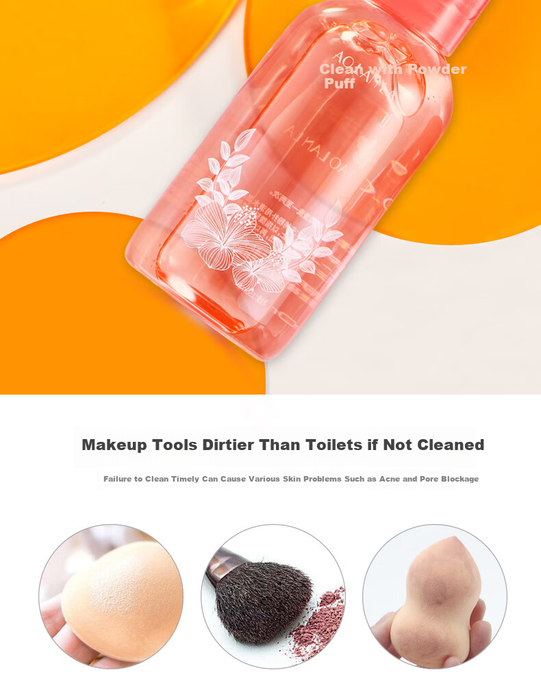 AOLANLA Makeup Sponge Cleanser, Foundation Brush And Cosmetic Brush Cleaner, Cosmetics Cleaning Solution, 50ml 2