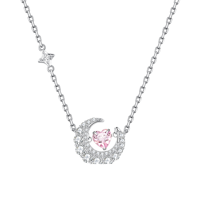 Fanci Dream Heart Moon Series, Heart Moon Lovers Necklace, Dancing Girlfriend, Light Luxury High-End Feel, Birthday Gift for Girlfriend