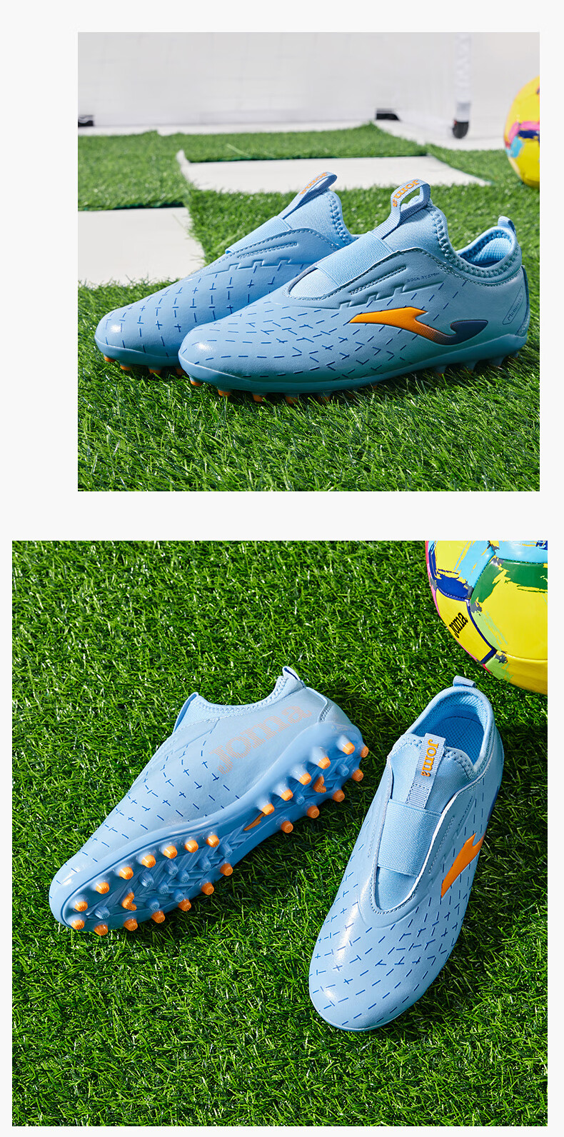 JOMA Children's Soccer Shoes, MG Short Studs, for Artificial Turf Fields, Non-Slip, Wear-Resistant, Professional Competition Football Training Shoes, Metallic Silver, Size 33 14