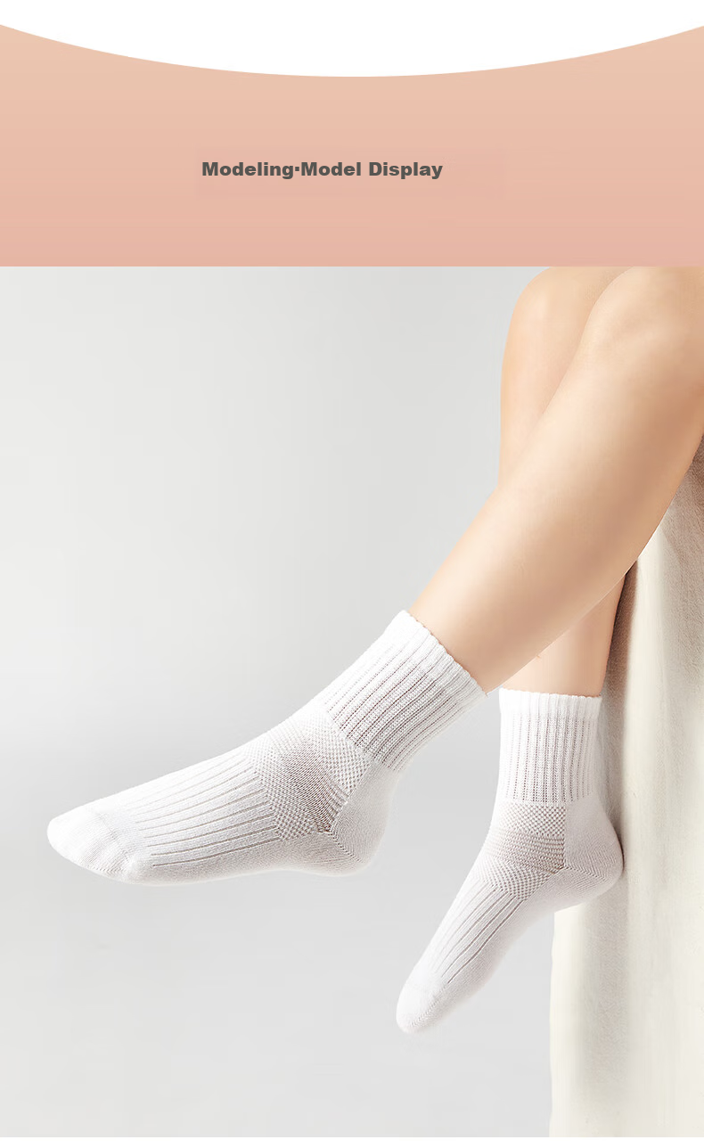Banbi Children's Socks, Student White Socks, Thin Spring And Autumn Style, Boys' Solid Color Mid-Calf Cotton Socks for Summer, BB2081, Size 20-22 2