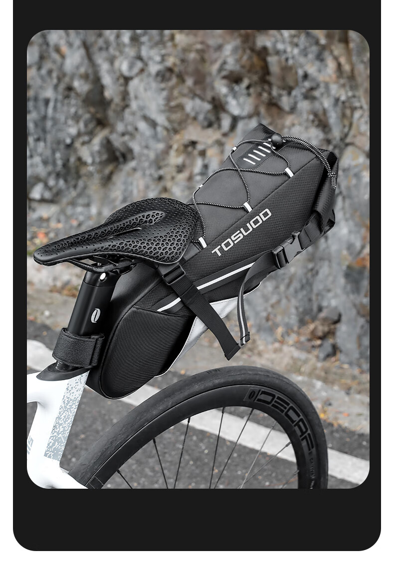 TOSUOD Road Bike Saddle Bag Large Capacity Waterproof Seat Pack for Long-Distance Cycling on Sichuan-Tibet Route Mountain Bike Tool Storage Bag 12