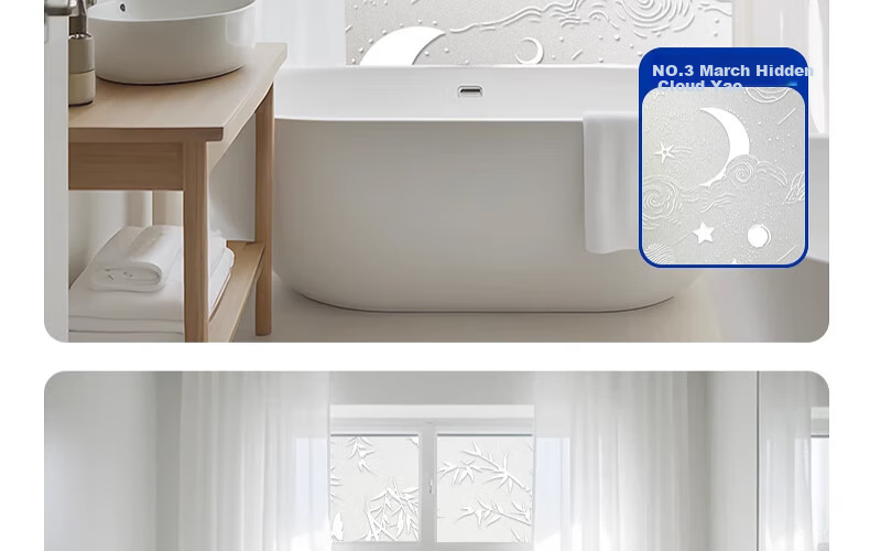 Zichen Window Static Cling Frosted Film, Light-Transmitting But Opaque Window Sticker, Glass Decal, Bathroom Privacy Film 46