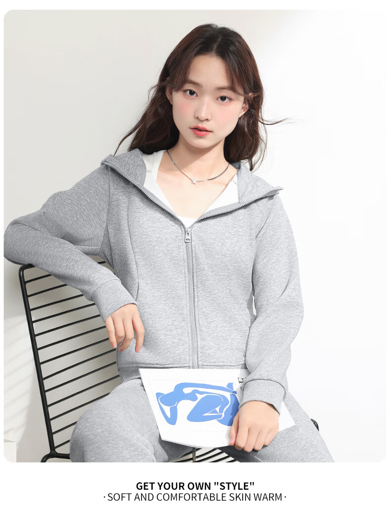 MJ STYLE Waist-Cinching Hooded Sweatshirt Jacket for Women, New Spring And Autumn 2026 Style, Petite Solid Color Slim-Fit Zip-Up Cardigan Top 9