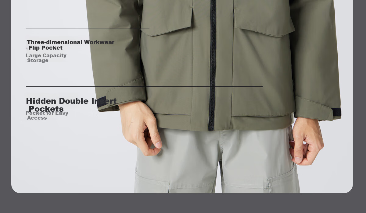 CAMEL Men's Jacket, Cotton Coat, Winter Hooded Fleece-Lined Thickened Waterproof Workwear Cotton Jacket for Men, M34CAEC735 17