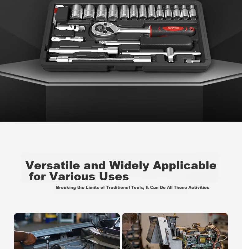 Kafuweier 46-Piece Socket Wrench Set, Auto Repair Toolbox Kit, Ratchet Motorcycle Repair Tools, Complete Roadside Set with Quick Torque Screws 2