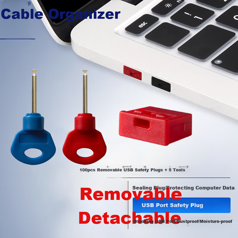 Suoli USB Security Lock Detachable USB Security Plug Dust Plug/Universal USB Stopper Safety Plug/tools 5 Pieces + Red Plugs 100 Pieces/80010