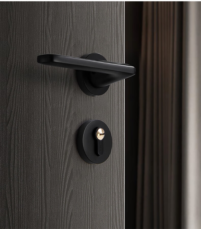 Auburn Handle Lock Split Indoor Bedroom Door Lock Silent Lock Body Copper Core Copper Key Door Lock A-19 Black 11