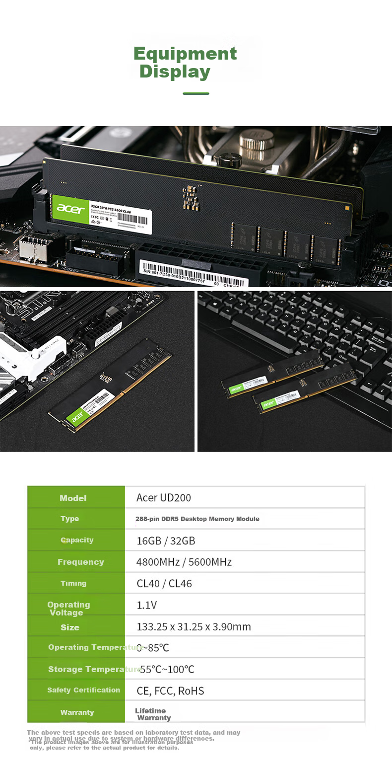 PREDATOR Acer, 16GB Single Stick, DDR5 5600MHz Frequency, Desktop Memory Module, UD200 Series (C46), AI Computer Accessory, Powering Black Myth: Wukong 7