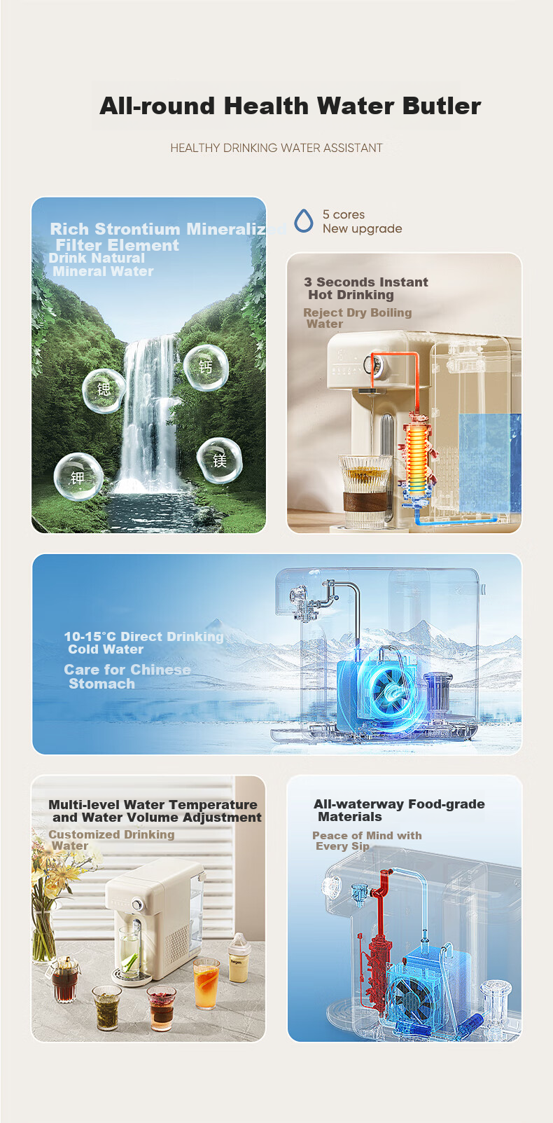 Zhuolang Instant Hot Water Dispenser for Milk And Home Use, Cooling + Heating All-In Water Dispenser, Desktop Small-Sized Water Cooler ZL-SR16 2