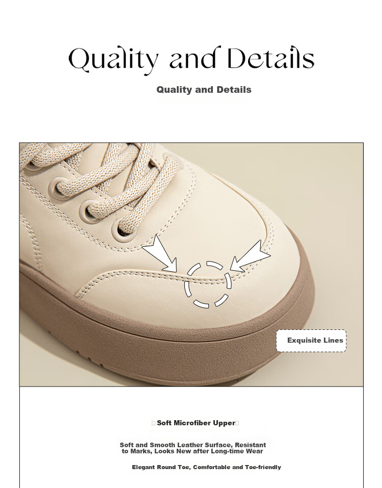 ZHR Cotton Shoes for Women, Winter Fleece-Lined Versatile High-Top Women's Shoes, Round Toe Thick-Soled Comfortable Casual Shoes for Women EJ38A Beige 39 6
