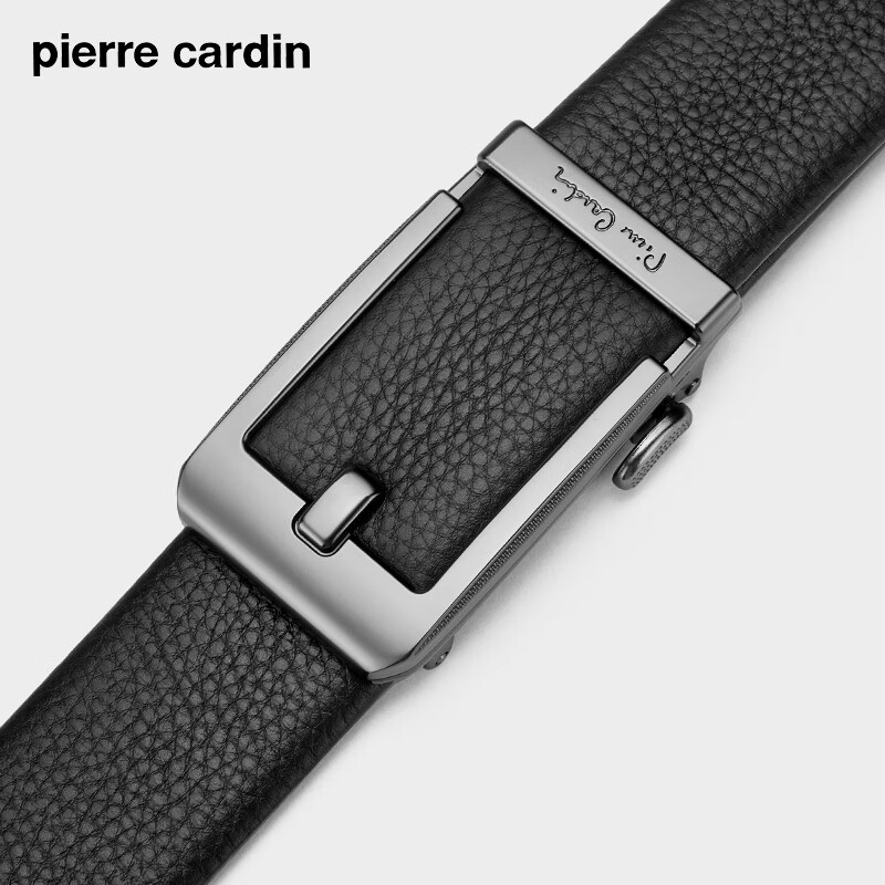 Pierre Cardin Men's Leather Belt Cowhide Waistband Faux Pin Buckle Automatic Buckle Inner Wear Pants Belt Gift Box Set New Year Gift for Men