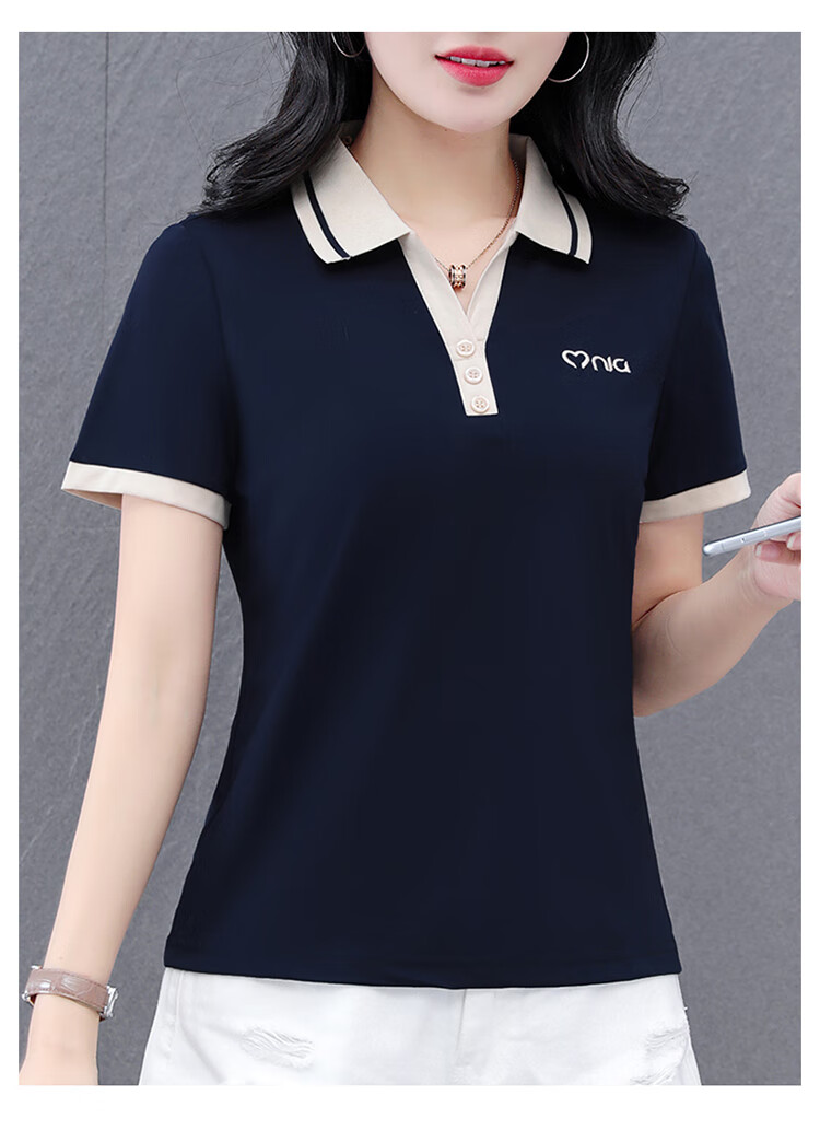 Woodpecker Women's Short Sleeve Polo Shirt Plus Size Slim Fit Red 2026 Spring Summer XL 27