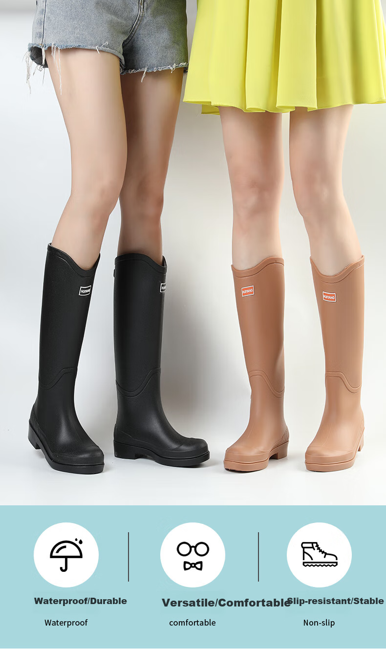 FOOTOPPO Tall Rain Boots for Women, High-Top Waterproof Shoes, Non-Slip Rubber Boots, Adult Waterproof Tall Rain Boots 4