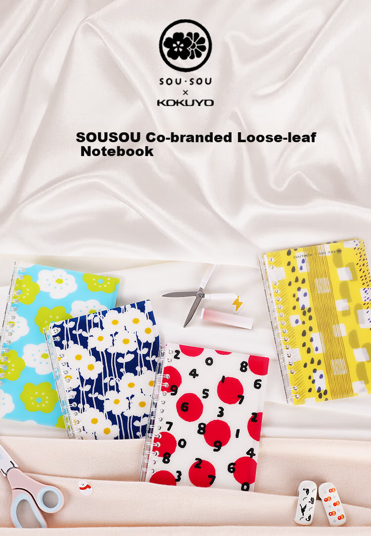 KOKUYO SOUSOU Collaboration B6 Loose-Leaf Notebook Portable Journal 30 Sheets, Roman Numerals And Dots WSG-DT1XA 1