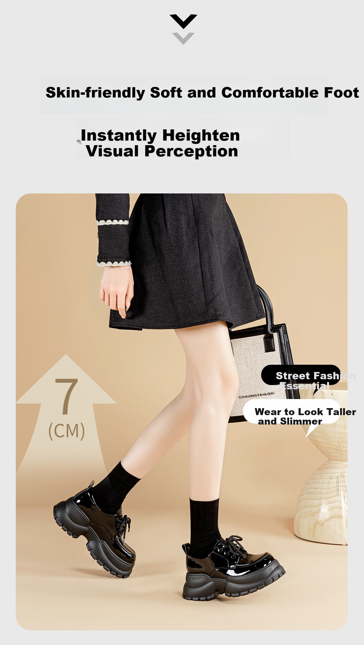Huili Women's Fashionable Versatile British Style Loafers, Thick-Soled Heightening Comfortable Casual Women's Shoes, Black, Size 37 3