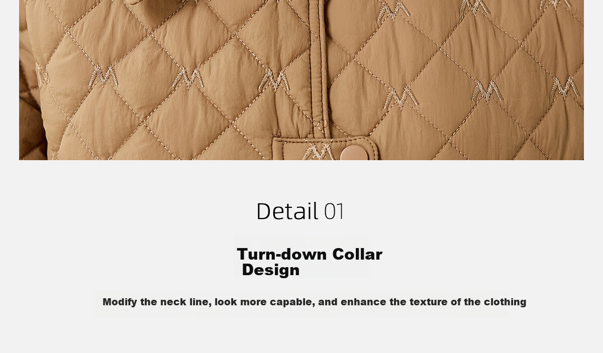 PinCai Women's Cotton Jacket Fashion Woven Design Lapel Thickened Lightweight Winter Coat P144M1003 7