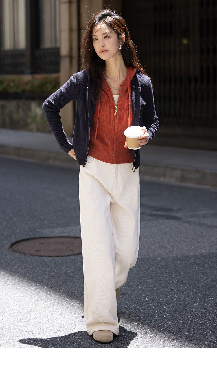 Dme [Hooded Zip-Up Knit Top], Spring And Autumn, Button-Up Collar Design, Long-Sleeve Knit Sweater for Wome 13