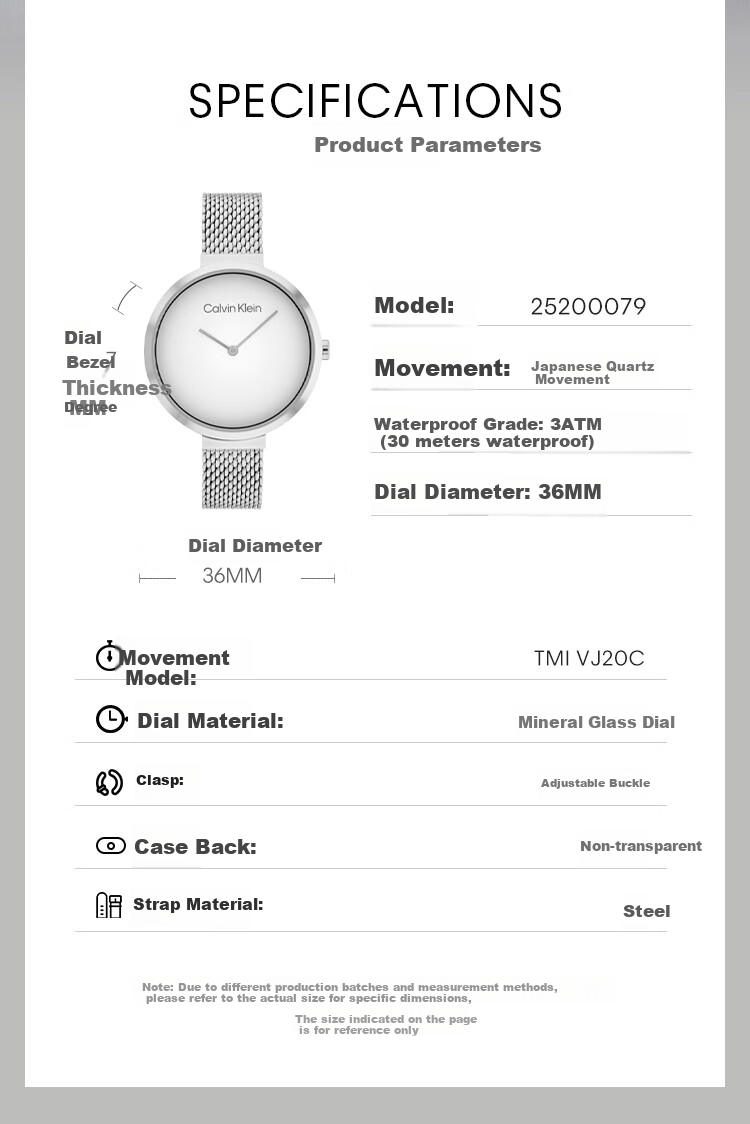 Calvin Klein CK Simple Style Fashion Quartz Women's Watch, Goddess Festival New Year Gift 25200079 1