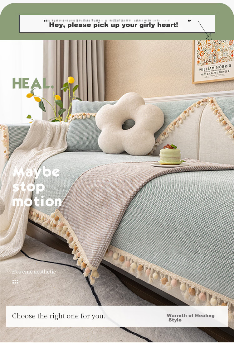 AVIVI Sofa Cushion, All-Season Non-Slip Sofa Cover, Throw Blanket, Armrest And Backrest Towel, 90*90 Cm, Nutmeg Gree 5