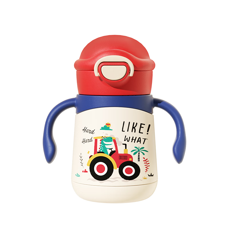NEVS Children's Insulated Cup, 316 Stainless Steel, Baby Sippy Cup with Straw, Infant Water Bottle, Direct Drinking Milk Bottle - Nai Luo Red