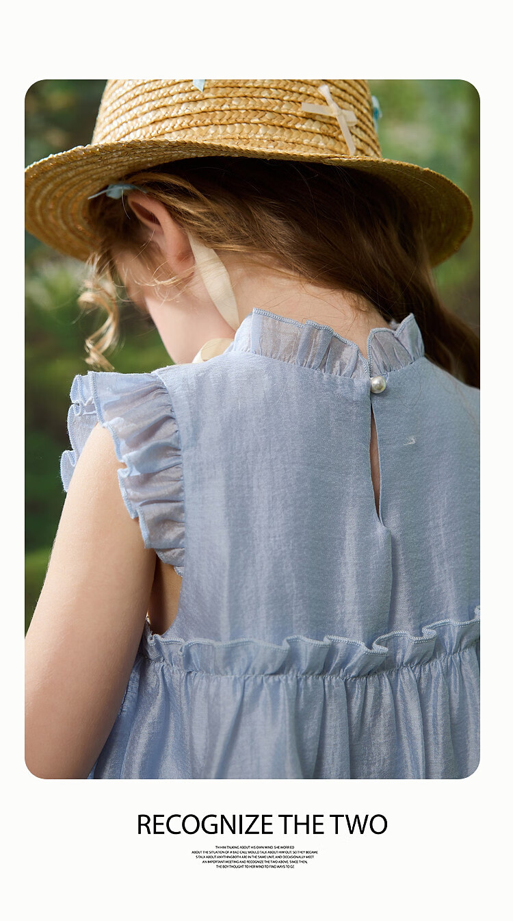 ASK JUNIOR Children's Summer Dress with Ruffle Trim, Princess Style Dress for Little Girls, Tencel Vacation Dress 8