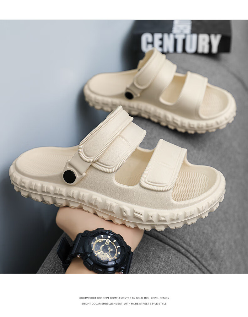 CARTELO Men's Perforated Sandals, Summer Casual Slippers, Outdoor Beach Shoes for Men, 1561 Beige, Size 44-45 12