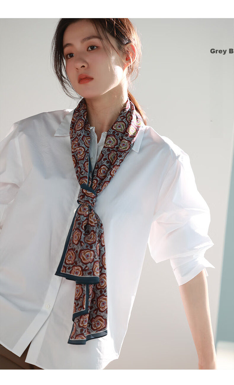 Hangsifu Silk Scarf Shawl Wrap Neckwear, Birthday Gift Box for Mom, Practical Ladies' Gift, Green And White 12