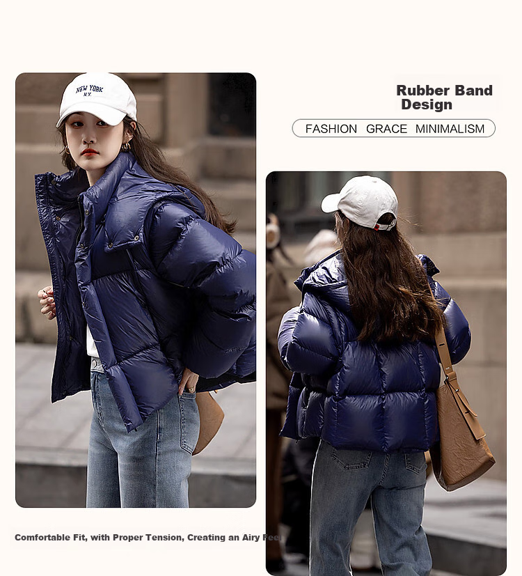 Dme [Detachable Sleeves] Winter Lightweight High-Heat Retention 90% Duck Down Stylish Front Short Back Long Women's down Jacket 4
