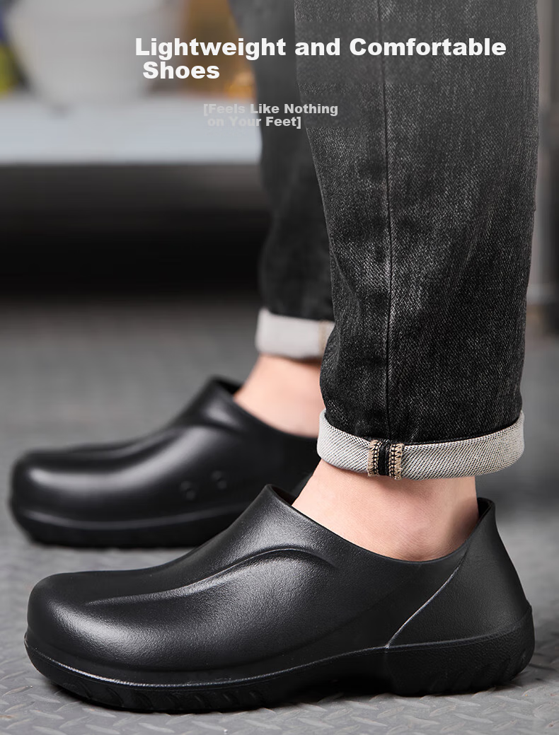 LAOGUANJIA Chef Shoes, Non-Slip, Waterproof, Oil-Resistant, Kitchen Work Anti-Slip Shoes, Lightweight, High-Elasticity, Canteen And Restaurant Work Shoes, SRC 45 7