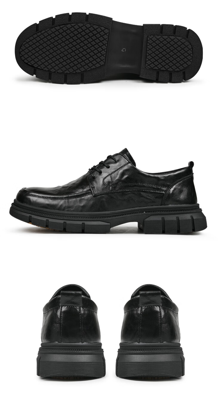 Chudun Chef Shoes Hotel Kitchen Work Shoes Oil-Resistant Casual Men's Black Leather Restaurant Non-Slip Shoes Size 38 2