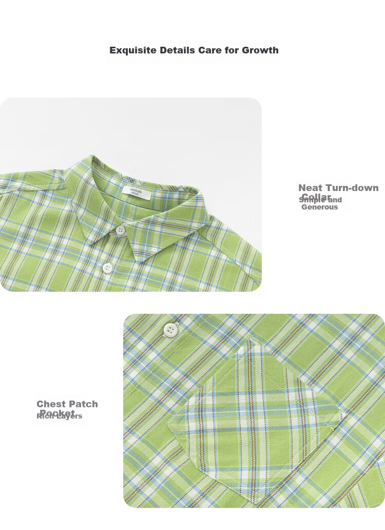 BALABALA Children's Clothing, Boys And Girls Spring And Autumn Shirt, Turn-Down Collar Plaid Shirt, Parent-Child Preppy Style Top, Trendy 5