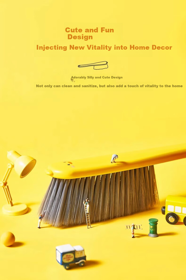 PINYU Bed Brush, Dust Removal Brush, Soft Bristles, Large Size, Deep into Gaps, Bed Broom, Sofa Gaps, Carpet Cleaning Brush, Egg Yolk Duck 5