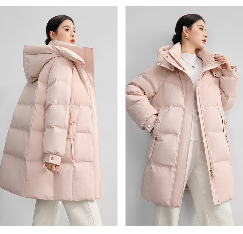 Yalu Long down Jacket for Women, 2026 New Style with Detachable Hood, Windproof, Warm, Fashionable, Thickened Autumn And Winter Coat 12