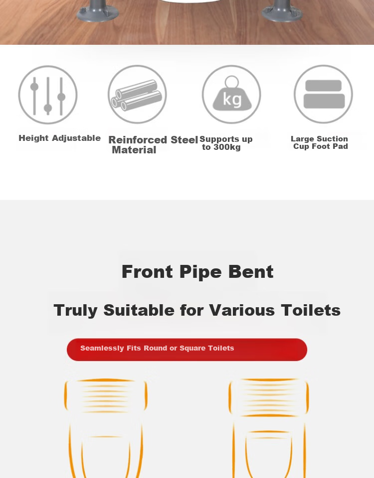 Yagao Toilet Height-Increasing Chair, Adjustable Height with Armrests for Elderly, Bathroom Stool, Simple Design, Commode Chair for Hip Replacement Surgery Recovery 2