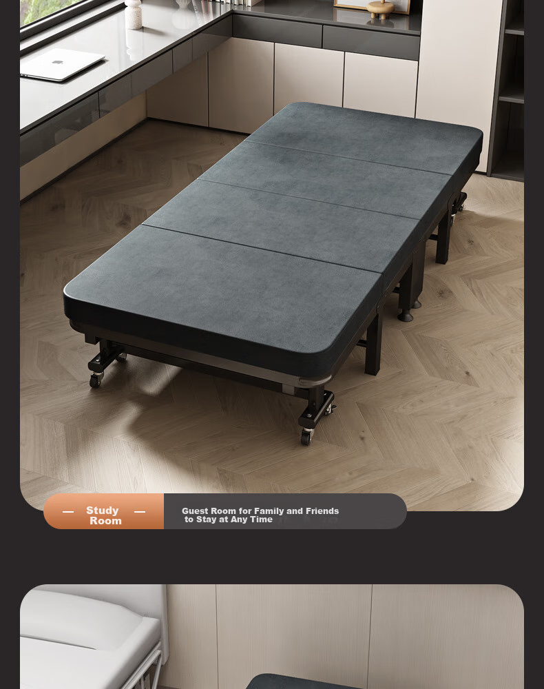 Leaijia Folding Bed, Office Nap Bed, Single Home Use Bed, Luxury Portable Coir Mattress, Hard Board, Four-Fold Accompanying Care Bed 14