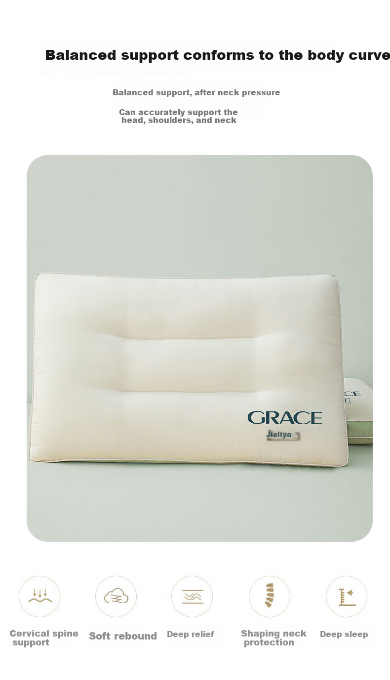 Grace Pillow Shaping Pillow, 7A Antibacterial Star-Rated Hotel Home Pillow Core Medium Pillow, Single Pillow One Piece 45*70cm 3
