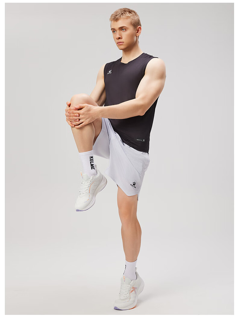 KELME Men's Sports Vest Summer New Basketball Training Running Fitness Sleeveless Quick-Dry T-Shirt Agate Black M 13