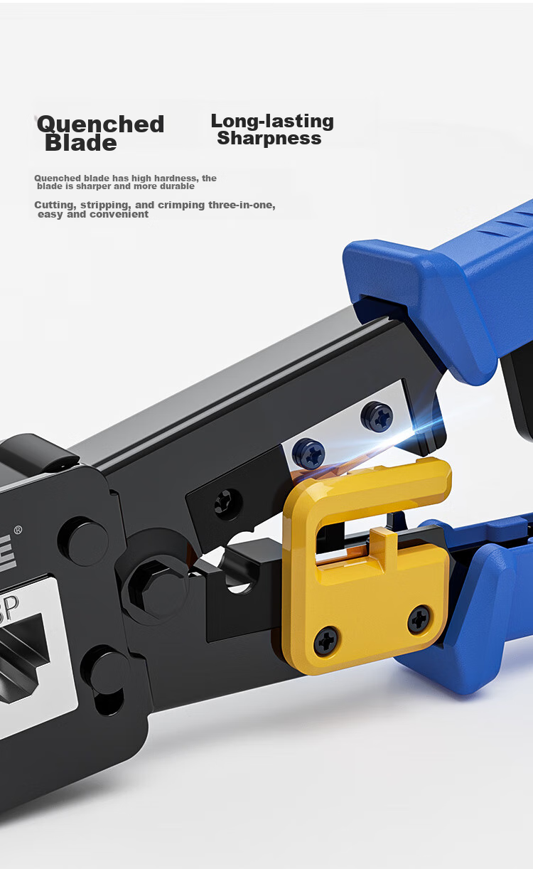HAILE Network Cable Crimper, Hole Punching RJ45 Connector, Telephone Line Piercing And Crimping Tool, Cat5e/Cat6 Wire Stripper, Labor-Saving HT-G82, with Original Blade Included 5