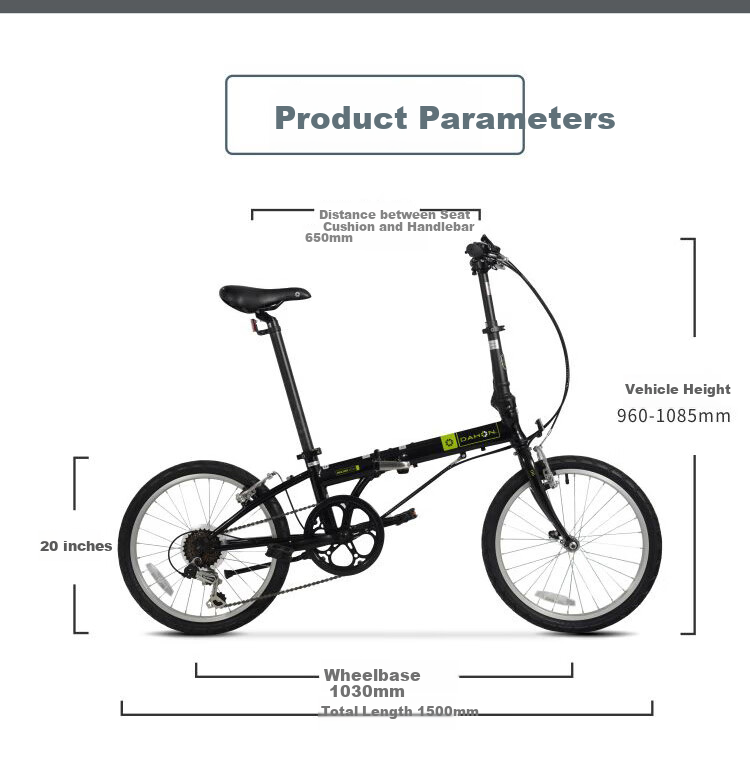 DAHON Classic D6 Folding Bicycle, 20-Inch, 6-Speed, Adult Leisure Bike, KBC061, Matte Black 1