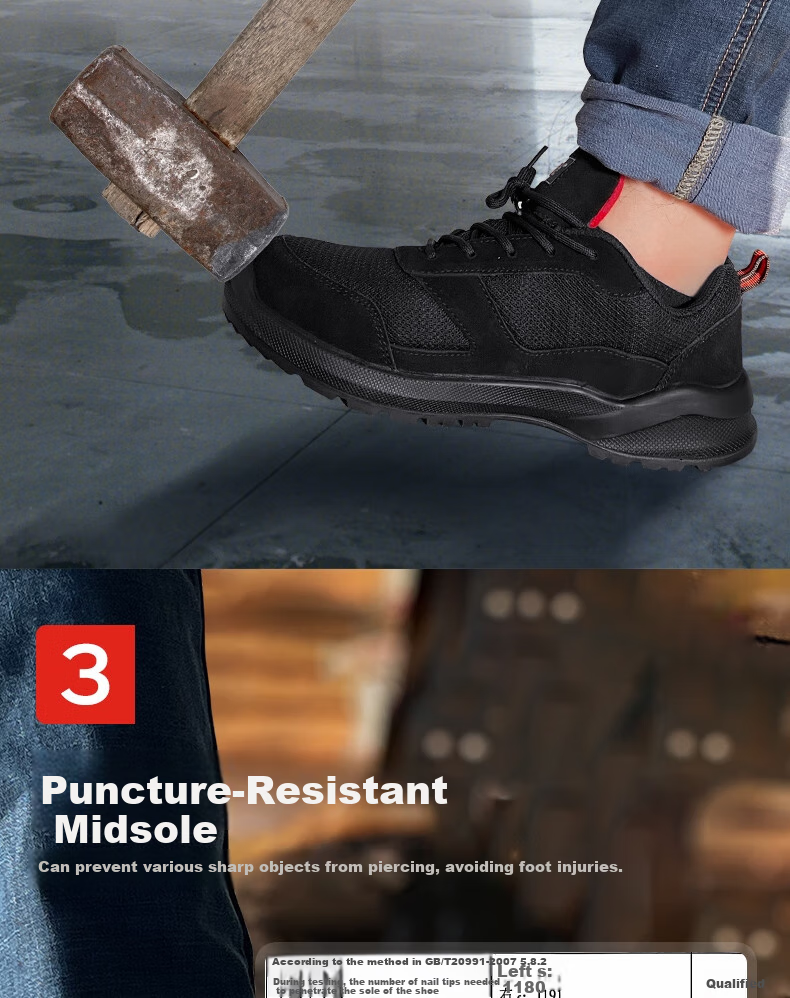 Huixiang JINGDONG Industrial Own Brand Safety Shoes, Suede Multi-Functional Safety Shoes, ESD Anti-Static Anti-Smashing Anti-Puncture 130101, Size 42, CE Certified by EU 5