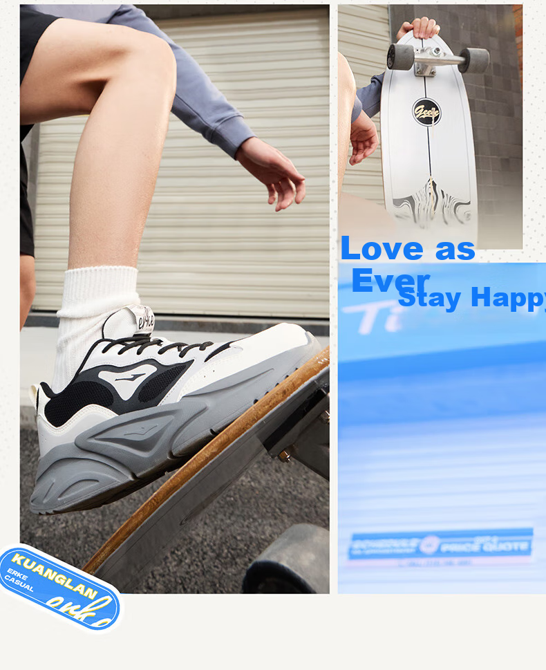ERKE Men's Shoes, Spring New Lightweight Casual Shoes, Soft Sole Non-Slip Dad Shoes, Shock-Absorbing Wear-Resistant Sneakers | Kuanglan 3 2