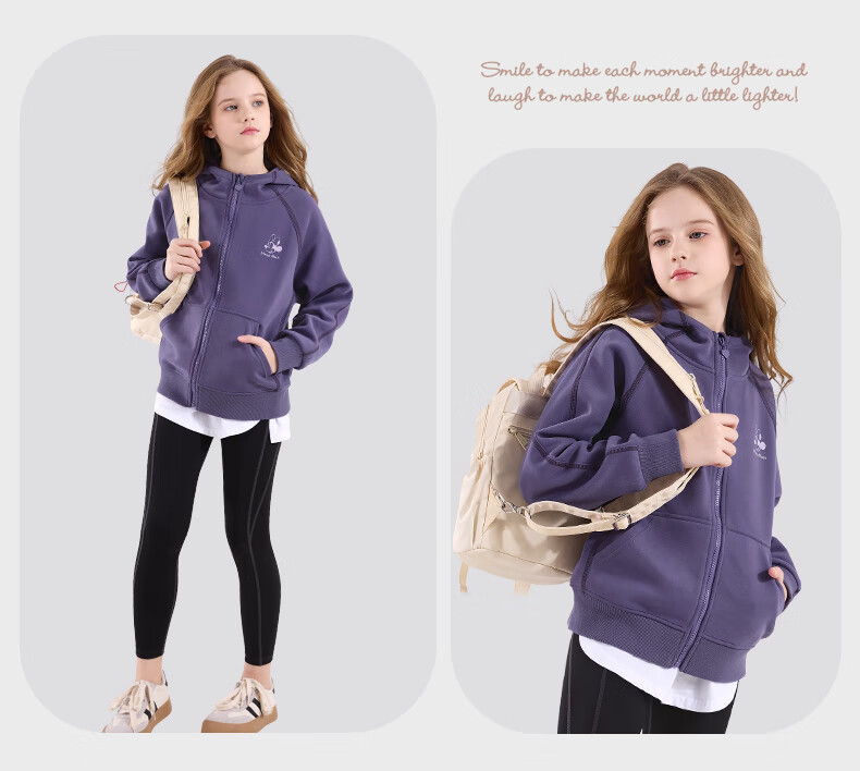 Disney Girls' Jacket, Spring And Autumn Children's Hooded Sweatshirt, Casual Sportswear for Older Kids, Clothing Item L2003, Dark Purple, Size 170 9
