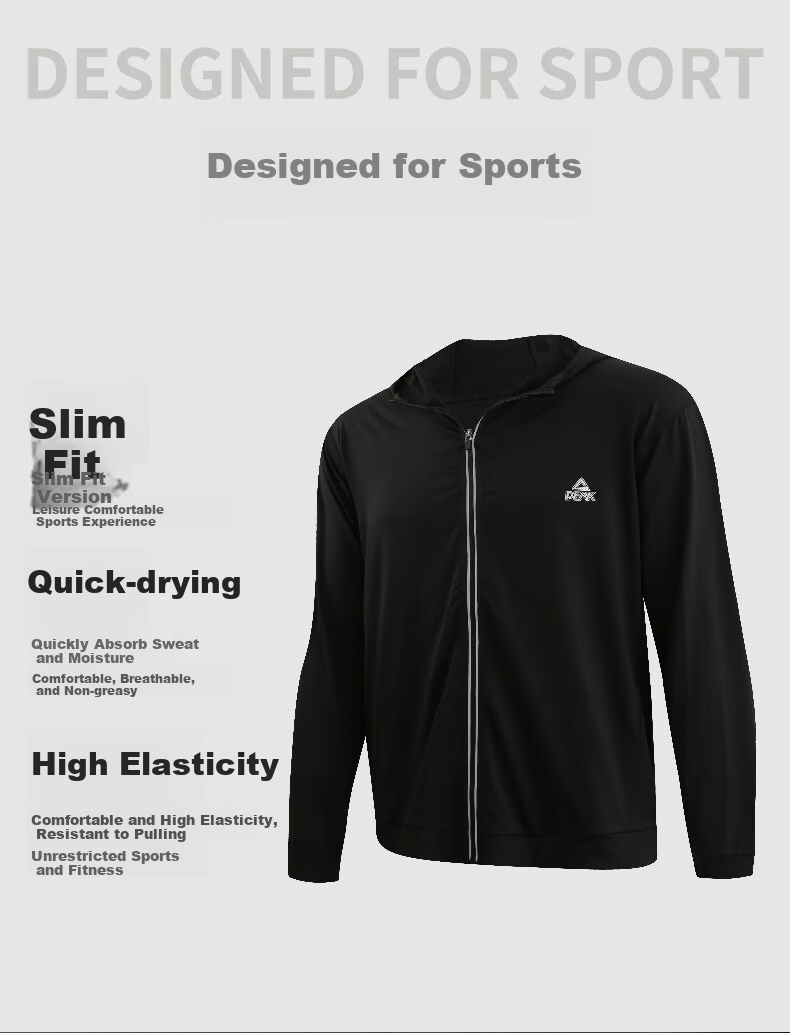 PEAK Men's Fitness Hoodie Jacket, Quick-Dry High-Elasticity Sweatshirt, Training And Morning Jogging Wear, Black | Jacket XL 3