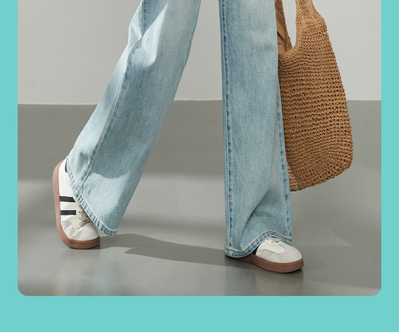 ESE-Y Straight-Leg Jeans for Women, New Spring 2025 Wide-Leg Trousers, Vintage Blue, Size 25 28