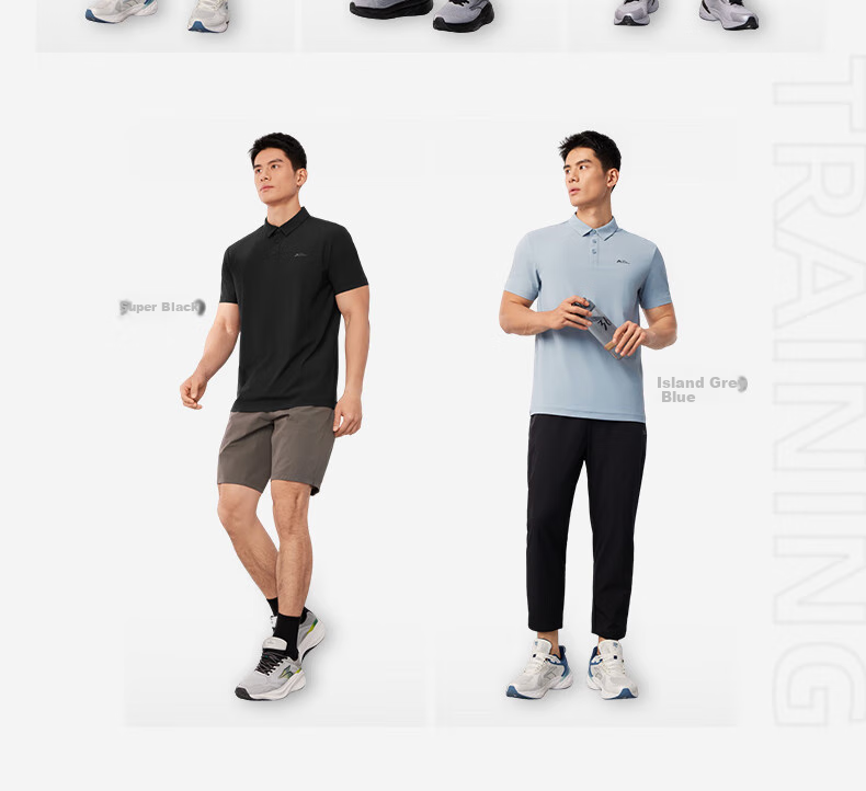 361° Men's Short-Sleeve Polo Shirt for Summer Sun Protection, Loose-Fitting Sports Ice Silk Fitness T-Shirt, Half Sleeve Men's Style 652524103D-8 5