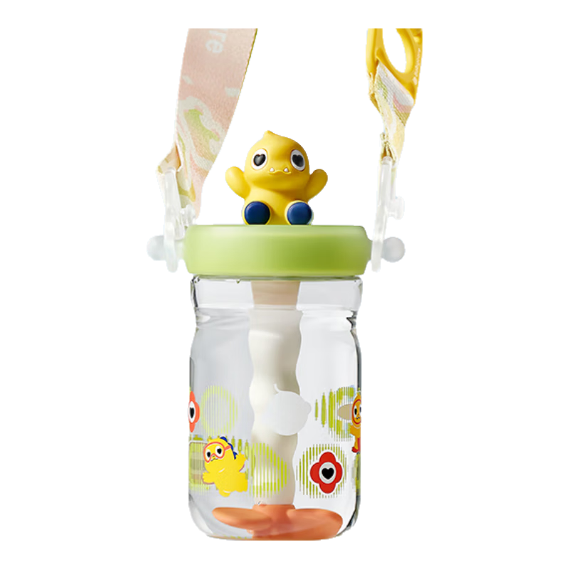 Babycare Dinosaur Straw Water Bottle for Children, Direct Drinking Cup for Toddlers, Kindergarten And Elementary School Water Bottle, Light Gree