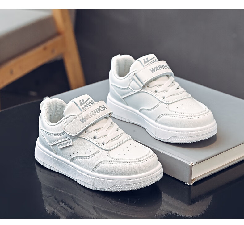Warrior Children's Shoes Spring And Autumn Girls' Sneakers, White Casual Shoes with Soft Soles, WZ(CL)-0957 Beige/burgundy, Size 31 6
