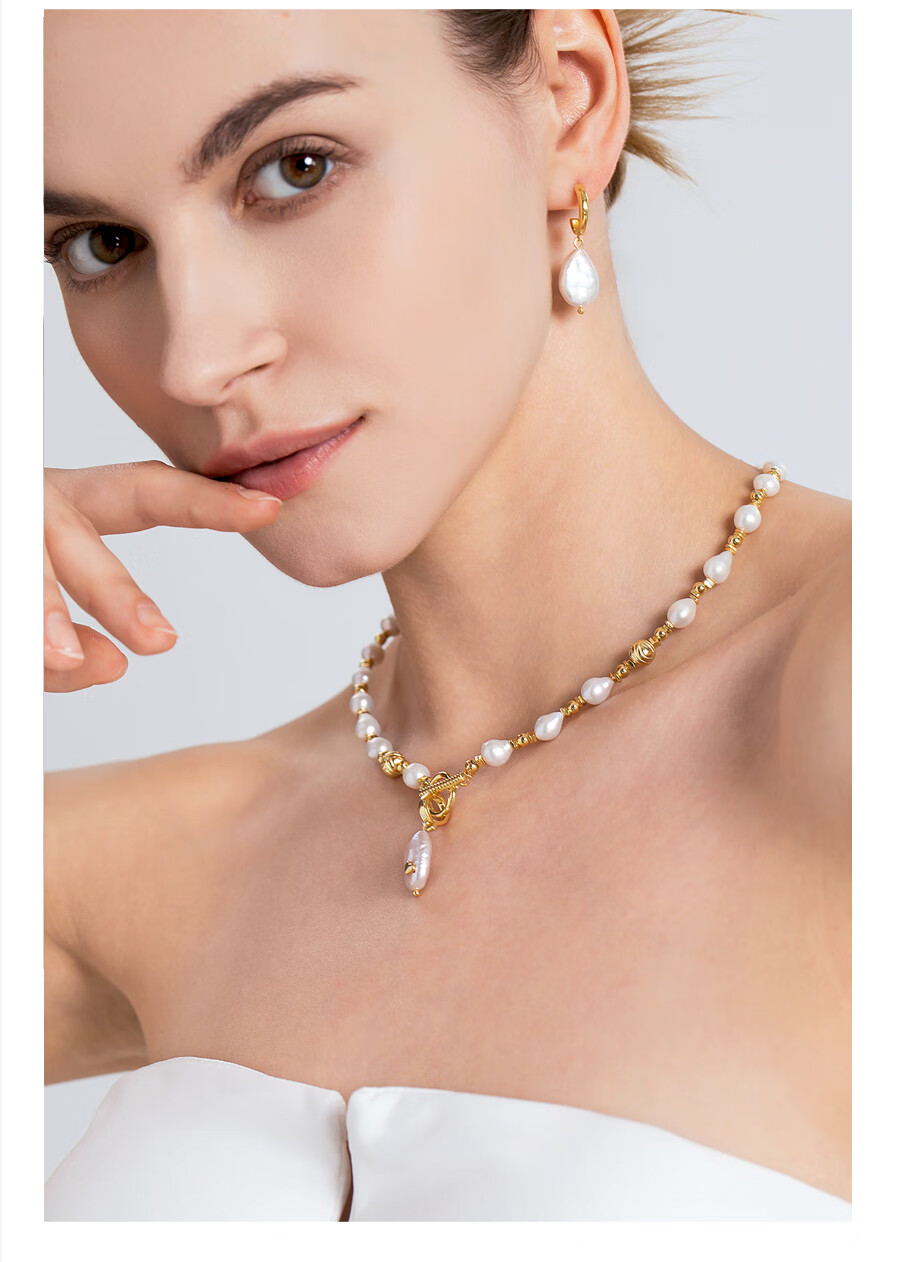 ECILY Xiao Tao Xin Series French Light Luxury Baroque Pearl Elegant Earrings, Heart-Shaped Earrings for Women, Birthday Gift Earrings 3