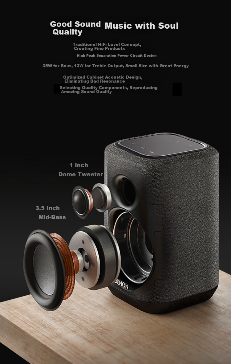 DENON HOME 150 NV Wireless Hi-Fi Speaker, WiFi Bluetooth USB Stereo, Compatible with Aux And Multi-Room Music System, Gift 4
